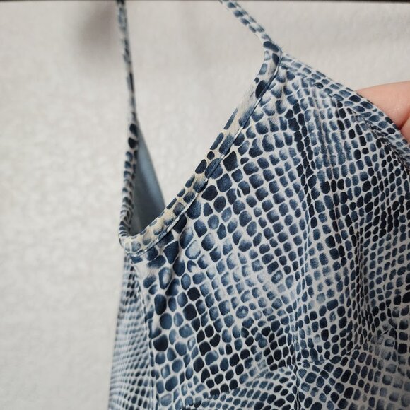 THE LIMITED 100% Silk Snake Print Slip Dress Blue Gray Snakeskin Y2K Size 6 - Picture 6 of 9
